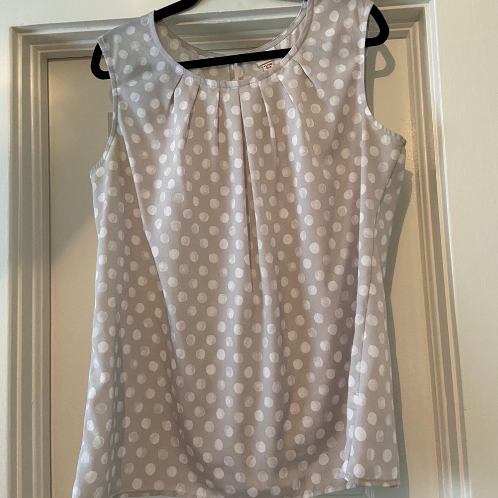 Gray and White Polka Dot Blouse